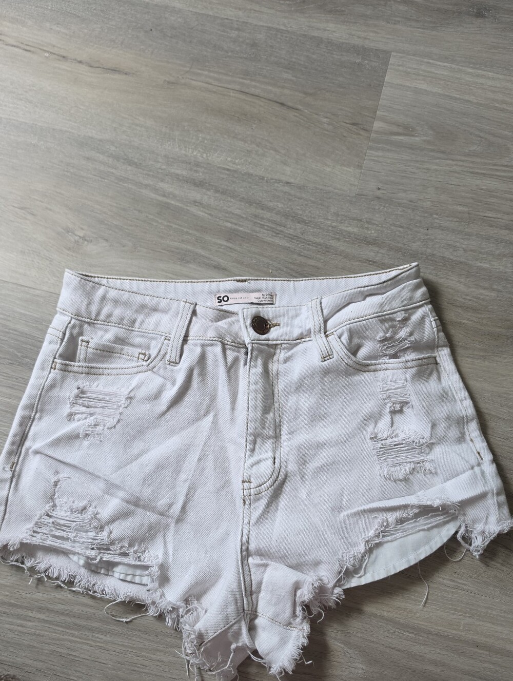 SO White Distressed Low-Rise Denim Cutoff Shorts